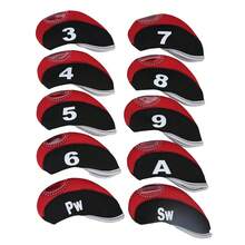 Cubiertas para la Cabeza del Club de Golf, 10 Piezas Impermeables Cubiertas para la Cabeza de Hierro para el Club de Golf Putter Set Protector Funda Accesorio de Golf - Negro - Ver 2