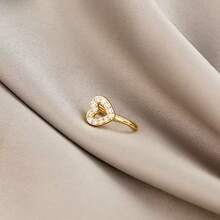 U-Shaped Micro-Inlaid Rhinestone Hollow Heart Nose Ring, 18K Gold Plated Clip-On Nose Stud