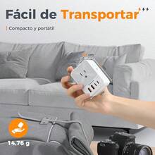 TESSAN 20W Regleta Multicontacto Pared, Protector de Sobretensiones con 3 Enchufes de CA y 4 USB (2 USB C), Conector Multiple Outlet para el Hogar, Oficina, Dormitorio, Viaje Accesorios, Gris PCHG - gris - Ver 7