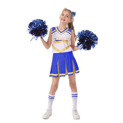  LONTAKIDS Girls Cheerleader Costumes Kids Halloween Costume Glitter Cheerleading Uniform Dress Up Outfit Christmas Gifts 5-13Y
