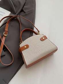 Mini Fashionable Versatile Contrast Color Casual Handbag For Women - Brown - View 6