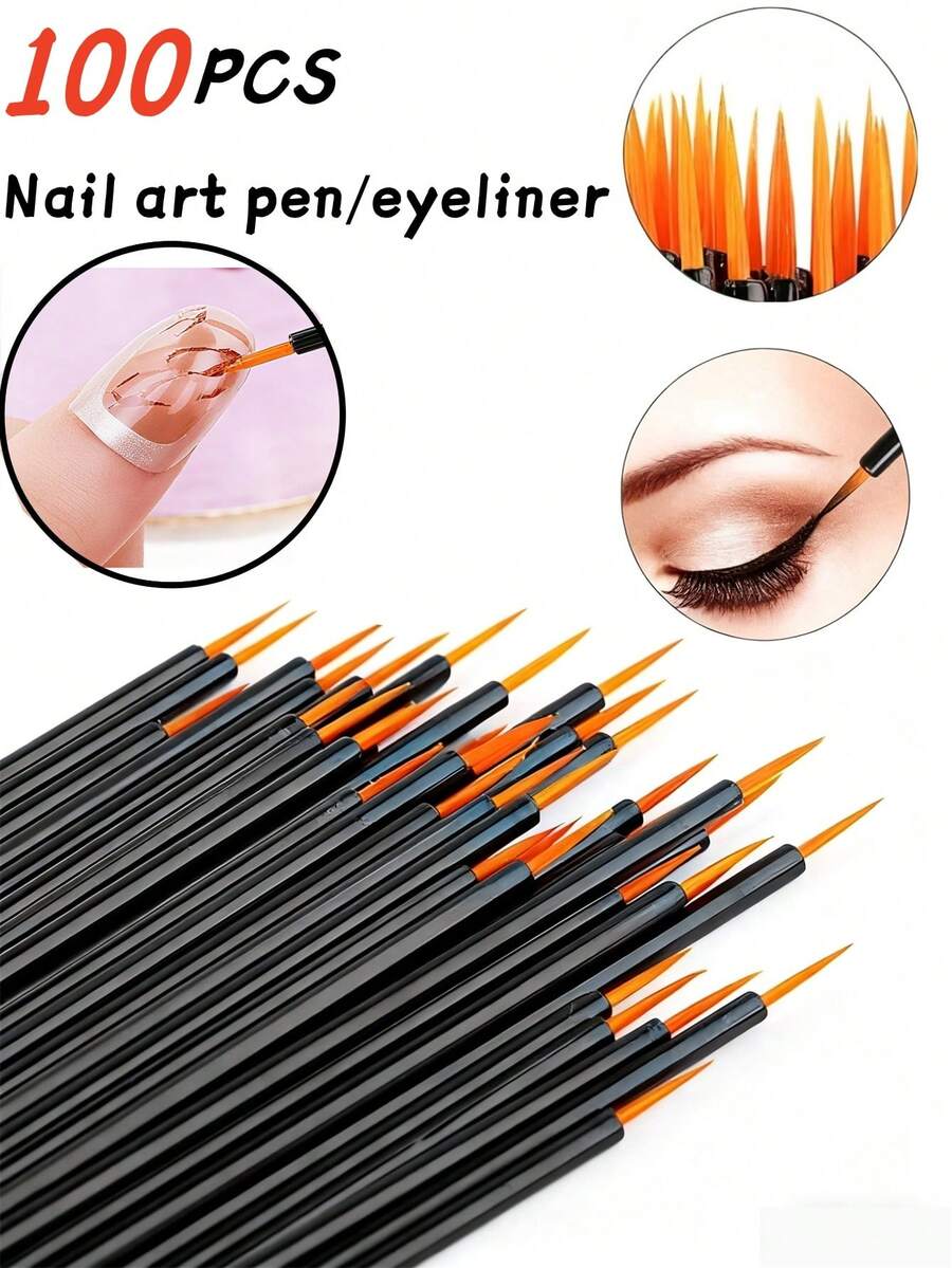 200 pezzi Penne monouso ultra-sottili per arte di unghie, penne per linee sulle unghie, penne per terapia luminosa per unghie, eyeliner monouso, matite per sopracciglia - Multicolore - Visualizzare 1