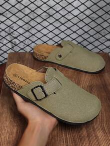 Mules pour hommes, sandales souples en bois décontractées, mules sans dos, convenant pour l'été et l'automne/hiver, grande taille, bureau et loisirs - Beige - Voir 6