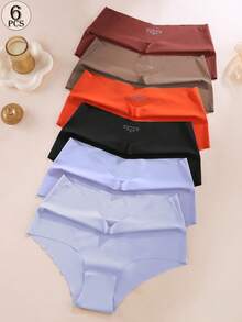 Aofeiqike 6pcs High Quality European & American Style Plus Size Women's High Waist Sexy Seamless Briefs, Breathable Soft Comfortable Underwear