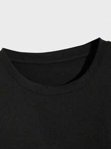 Men's Casual Fashion Style Short-Sleeved T-Shirt With Paris Lettering Print, Casual Everyday Style Fashion Clothing - 黑色 - 查看 5