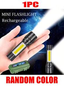 1-5 Packs Aluminum Alloy Rechargeable LED Small Flashlight, High Lumen, Super Bright Flashlight, Powerful 3 Modes COB Waterproof Flashlight For Outdoor Emergency Camping Hiking(Random Color Shipping)