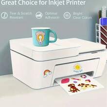 20 hojas de papel adhesivo transparente para impresora de inyección de tinta - Vinilo imprimible transparente brillante #21.08 x 29.72 cm - Papel adhesivo transparente para impresora