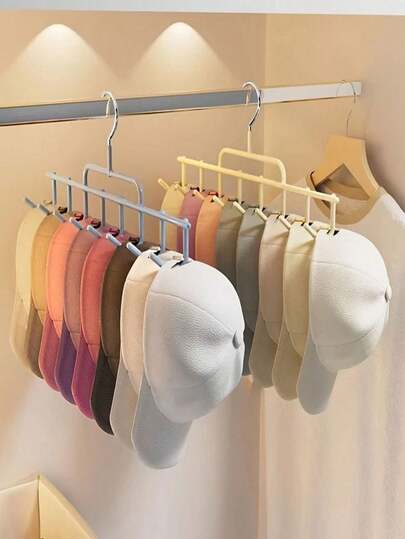 1pc Hat Storage Rack, Paired With Apricot And Gray, Space Saving Organic Wardrobe Hat - Can Hold Up To 8 Hats, Suitable For Multifunctional Vest Hat Storage Rack, Household Hook Hanging Hat Scarf Rack. It Is A Must-Have For Dormitories/Bedrooms, Can Save Space, And Is An Excellent Gift For Halloween And Christmas