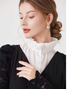 1pc White Lace Collar Button Design Versatile Collar - White-404 - View 8
