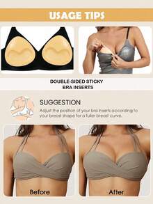 2 Pairs Double-Sided Sticky Bra Inserts,Snowy Sticky Bra Inserts,Sticky Bra Push Up, Self Adhesive Pads Ultra Instant Lift Bra, Push Up Bikini Pads For Sports Bra Swimsuit. - 彩色 - 查看 5