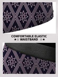 1 قطعة سروال داخلي رجالي بوكسر، بنمط نجمي هندسي، سروال داخلي رجالي طويل الساق بنمط، باللون الأزرق الداكن والأزرق الفاتح، سراويل داخلية للحبيب والزوج، هدايا عيد الميلاد والذكرى السنوية له، هدايا للحبيب
