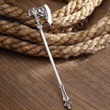 Viking Retro Nordic Odin Battle Axe Hair Accessory Viking Gothic Witch Style Hair Stick Nordic Norwegian Style Hairpin, Fashionable Party Accessories Valentine's Day Birthday Gift - 黑色 - 查看 4