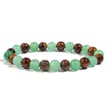 1 pieza Pulsera de estilo bohemio con piedras naturales de aventurina verde y ojo de tigre, hecha de materiales naturales, honra a la naturaleza, purifica la mente y equilibra las emociones. Como pulsera de la suerte, trae buena suerte y riqueza, adecuada para uso casual diario y como regalo para reuniones con amigos.