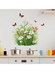 1 buc autocolante de perete cu flori de iarbă și fluturi autocolante decorative autocolante din PVC autocolante detașabile autoadezive ușor de rupt decorațiuni interioare dă-ți viața un aspect nou autocolante de decorare de sărbători cadouri de ziua de naștere de absolvire decor de perete decor cameră