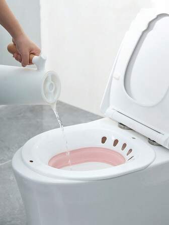 1个可折叠坐浴盆，痔疮热水冲洗清洁器，孕妇专用清洁浸泡盆，产后护理，女性可折叠马桶座圈