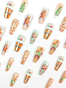 Paznokcie świąteczne, śliczne paznokcie, Święty Mikołaj, choinka, jesienne paznokcie prasowane