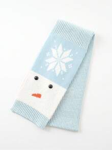 1pc Women's Cute Snowman Knitted Scarf, Multi-Color, Warm And Cozy For Autumn/Winter, Suitable For Students