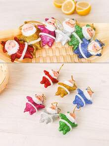 6 Stück Weihnachtsmann Anhänger, Weihnachtsmann Christbaumschmuck mit Goldpulver, süße Mini Weihnachtsmann - Vintage Stil kleine Weihnachtsmann Dekorationen, Weihnachtsbaum Heim Dekoration Anhänger DIY Festdekoration für Feiertags-Baum, festliche Heim-Dekoration, Weihnachtsparty Zubehör & Geschenkideen