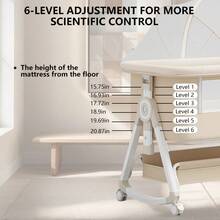 Wintline 3 In 1 Baby Bassinet, Bedside Bassinet For Baby, With Comfy Mattress And Wheels, 6 Height Adjustable Easy Folding Portable Bedside Crib For Newborn(Beige) - Beige - View 6
