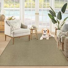 Alfombra de Yute Fácil 5x7 Alfombras a Cuadros: Alfombra Tejida Lavable Antideslizante que No Suelta Pelusa para Interior y Exterior para Sala de Estar Dormitorio Comedor Casa de Campo Patio (5'x7' Cuadros Negros) - Natural - Ver 2