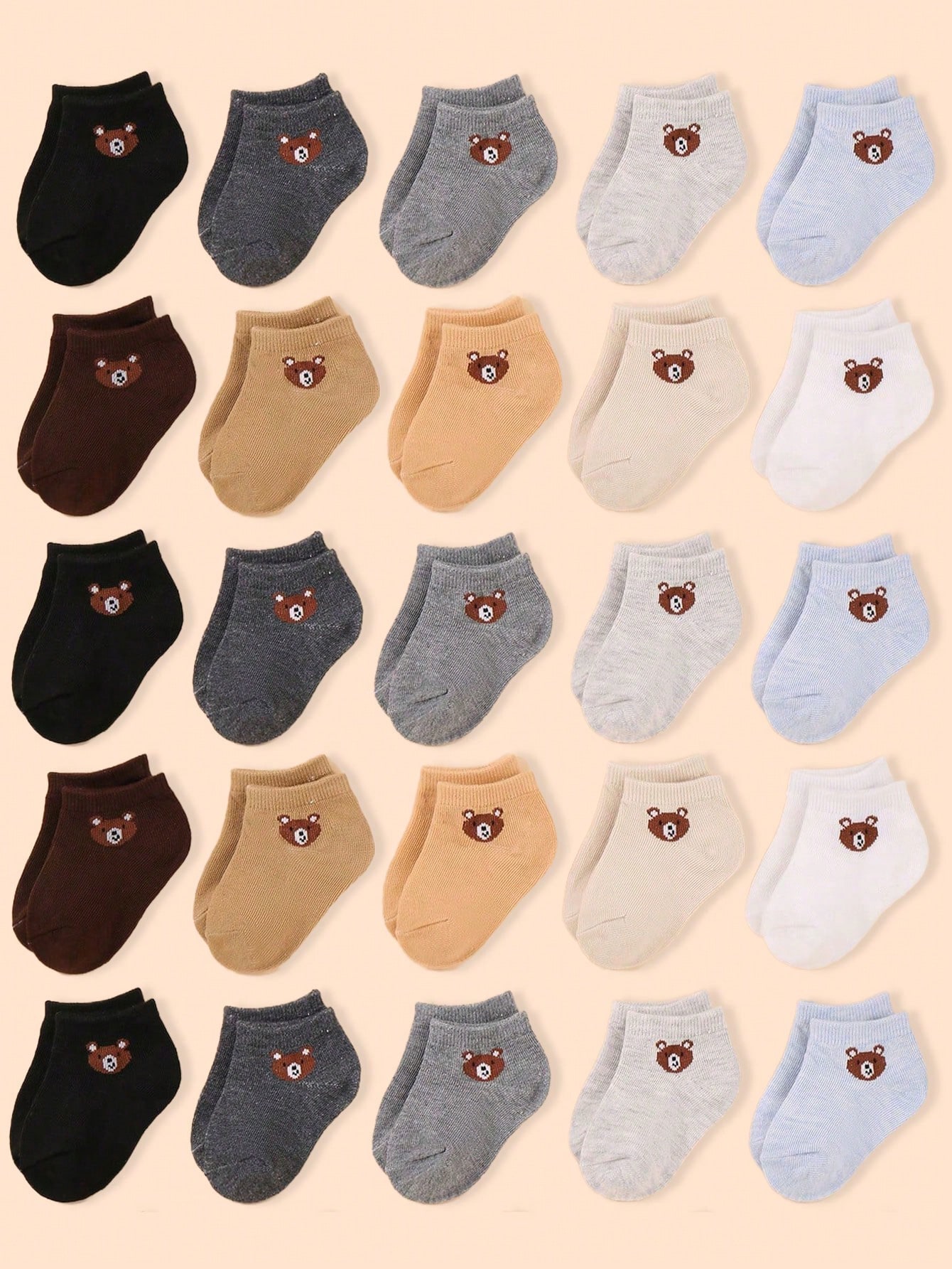 20 زوج جوارب دب صغير | 10 أزواج جوارب قارب طفل بنم...