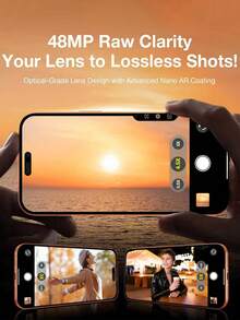 3 piezas Protector de lente de cámara de manzana, material de vidrio 9H+, compatible con iPhone 17 Pro Max, protector de lente de cámara 17 Pro [Grado militar anti-rotura], compatible con protector de cámara 17 Pro Max, anti-caída, anti-arañazos, compatible con funda de teléfono, naranja - Naranja - Ver 5