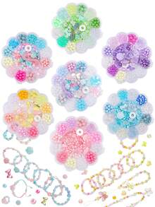 Acrylic Round Beads Box Kit, Pearl Beads Kit For Jewelry Making, DIY Bracelets Necklaces Rings, Friendship Gifts Mobile Phone Pendant Decorate Accessories