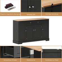 Multifunctional Kitchen Buffet – 138cm Sideboard With Drawer, Shelf Doors And Adjustable Shelves – Modern Design With Tip-Over Protection, For Kitchen, Living Room And Family Room. - 黑色+中密度纖維板 - 查看 6