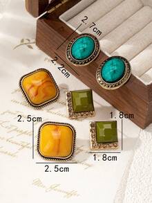 1 set cercei încrustați cu strasuri geometrice în stil boem, set de cercei eleganți și versatili pentru femei