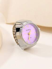1pc Personalized Kpop Western Mini Creative Multiple Styles Can Be Combined And Matched Freely Digital Funky Silver Cas Elastic Strap Adjustable Jewelry Mood Colorful Dial Can Read Time Watch Rings Gift Clock Watch For Women Fingers Nails Wear Gold Rings Set Jewelry - Silver - View 9