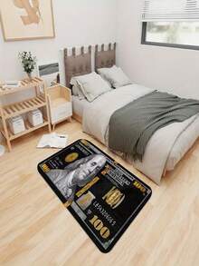 1pc New US Dollar Bill Design Area Rug, Suitable For Living Room, Bedroom, Indoor - Machine Washable - Flannel Material, Soft Wrap, Skin-Friendly, No Pilling, Water-Resistant Easy Care, Odorless - Ideal For Home Decor, Room Decor, Living Room Carpet, Bedroom Carpet, Bathroom Carpet, Kitchen Carpet, Area Rug, Hotel Decor - Area Rug, All Season Use.