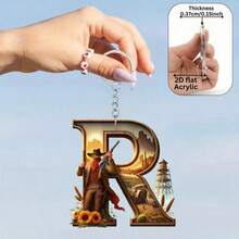 2D Flat Acrylic 26 English Alphabet Decorative Pendant, With Hanging Letter A-Z - Suitable For Christmas, Valentine's Day And Thanksgiving Decoration. Multifunctional Keychain And Backpack Hanging Accessory