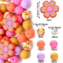 70pcs Colorful Flower Silicone Bead Set - Ideal For DIY Crafting Keychains, Necklaces, Bracelets, Decorative Pens, Jewelry And Pendants
