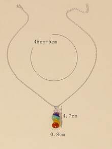 1pc Women's Creative Multi-Color Stone Pendant Necklace, Suitable For Daily Wear And Gift, Comes With Brand Box