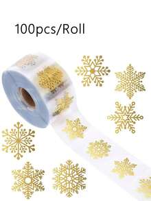 Nuevas pegatinas navideñas, pegatinas decorativas de oro transparente con forma redonda para el embalaje de regalos de comercio transfronterizo, decoración navideña