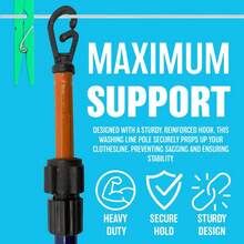 2 X Telescopic Clothes Lines Prop Extending Washing Metal Pole Extendable Garden - 1 - View 6