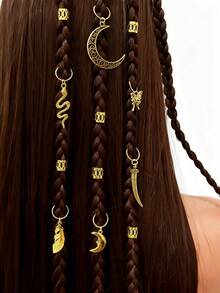 26 pezzi Perline per Dreadlock, Stile Vintage Farfalla, Serpente, Luna Ciondolo in Metallo Clip per Capelli, Adatto per Uso Quotidiano delle Donne, Fermagli per Capelli, Barrette per Capelli