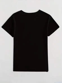 Valentine Outfits Women  Leopard Print Zebra Pattern Vintage-Shirt, Short-Sleeved Round-Necked Casual Top Women, Summer And Spring, Circle Orientation  Summer Outfits UTSH - 黑色 - 查看 5