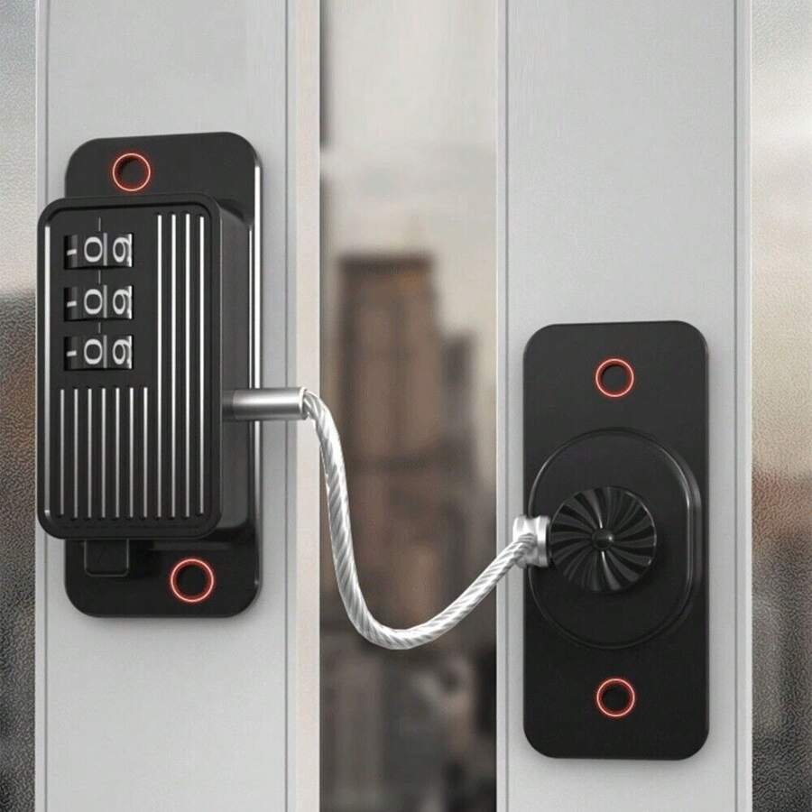 Refrigerator Combination Lock Household Safety Sliding Door Lock For Kids Babies - White - View 1