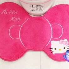 Sanrio Sanrio Hello Kitty 1/3pcs Bathroom Set: Soft & Absorbent Carpet, Contour Mat & Toilet Seat Cover - Cozy Polyester Blend For Comfort & Style