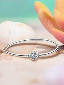 1Pc Elegant 16-22CM Real 925 Sterling Silver Love Double-Sided Head-Leather Rope-Single Loop For Women Girlfriend Gift Ladies Fine Jewellery - Silver - View 5