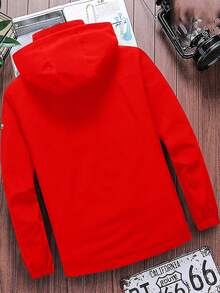 男友风格男士户外防风保暖前拉链夹克，适合运动、休闲和工作健身服装 男友风格男士