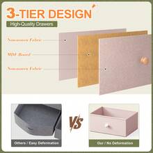 40" Wide Mobile Dresser With 24 Fabric Drawers & Hooks, Rolling Storage Organizer Island With Wood Top For Bedroom, Closet, Or Dressing Room, Pink - Hồng - Xem 8