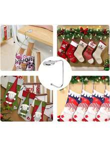 4Pcs-Christmas Stocking Holders & Desktop Bag Hooks. Essential Festive Decor For Holiday Celebrations, Wedding Receptions, And Party Events. Versatile Tabletop Hanging Solution For Elegant Organization & Seasonal Displays.