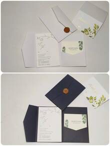 25pcs Three-Fold Pocket Wedding Invitation Envelopes, Simple Invitation Envelopes For Engagement, Wedding, 15th Birthday, And Baptism, DIY Invitations, 5* 7-Inch Invitations, Pocket Invitations, Customized Invitations, Multiple Colors To Choose From Freely. The Goods For Only Include Envelopes, Not Cards Or Painted Seals - Pearlescent Green - View 6