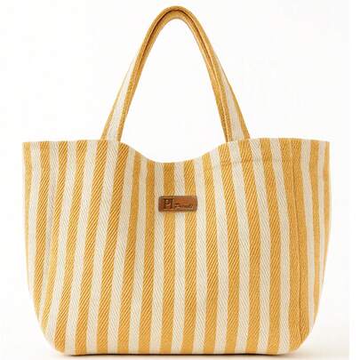 Liora Cotton Herringbone Pattern Tote Bag – Lightweight, Modern Everyday Bag 45*35