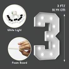 3 piedi/4 piedi Numeri luminosi a insegna - Luci bianche fredde/calde che si illuminano, decorazione per feste, grandi numeri luminosi a insegna che possono essere utilizzati per decorazioni di matrimoni, feste di compleanno - Bianco - Visualizzare 14