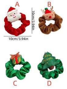 1 pieza Scrunchie con diseño de reno de Navidad, árbol de Navidad, Papá Noel, accesorio de pelo elástico para mujer, adorno lindo, decoración del hogar, decoraciones navideñas, decoración de habitación de invierno
