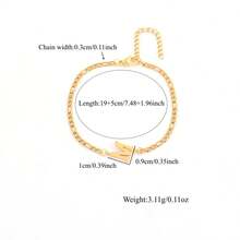 1pc Men's Fashion Letter Stainless Steel Chain Bracelet - Yellow Gold - View 2