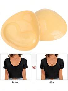 2 Pairs Double-Sided Sticky Bra Inserts,Snowy Sticky Bra Inserts,Sticky Bra Push Up, Self Adhesive Pads Ultra Instant Lift Bra, Push Up Bikini Pads For Sports Bra Swimsuit. - 彩色 - 查看 2